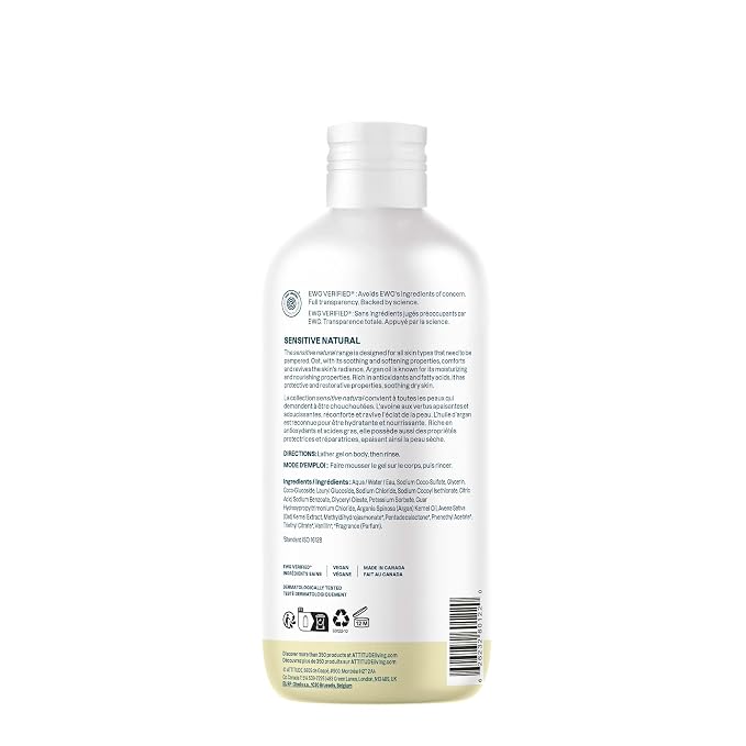 ATTITUDE Body Wash for Sensitive Skin, EWG Verified Shower Gel, Soothing Oat - Image 8