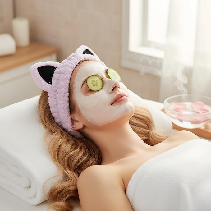 2 Pcs Cat Ears Headband, Cute Spa Headbands - Image 5