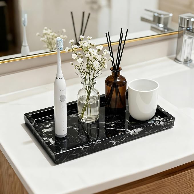 Pure Natural Marble Tray for Bathroom, Sink. Cosmetics, toiletries, etc. can be - Image 5