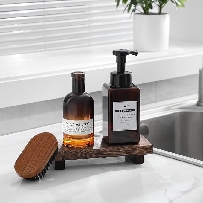 zoocatia Small Wood Tray Pedestal Stand Farmhouse Bathroom Decor Decorative - Image 3