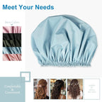 Shower Cap for Women, Double Layer Waterproof Bath Cap, Reusable Hair Protector - Image 7