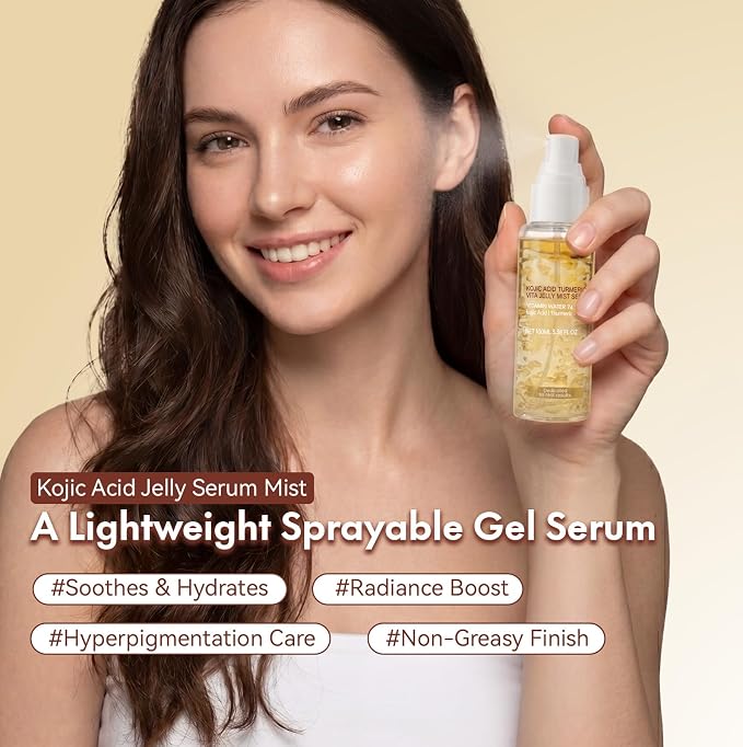 Jelly Serum Mist with Kojic Acid & Turmeric, 3-in-1 Hydrating Face Glow Spray - Image 7