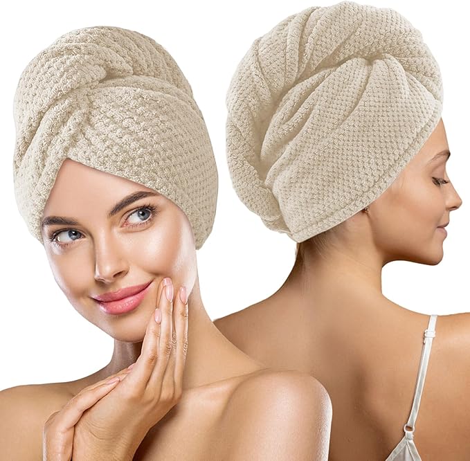 MaopaoBeauty 2 Pack Large Microfiber Hair Towel Wrap, Quick Dry Hair Towels by BESTCHOICEFORYOU%EF%BC%81