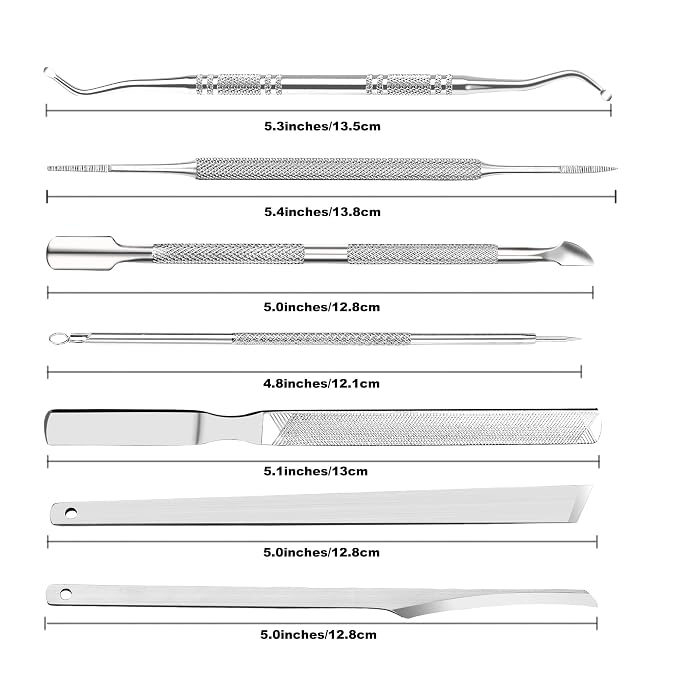 ZIZZON 7 Pcs Ingrown Toenail File and Lifters Set, Stainless Steel Ingrown - Image 2