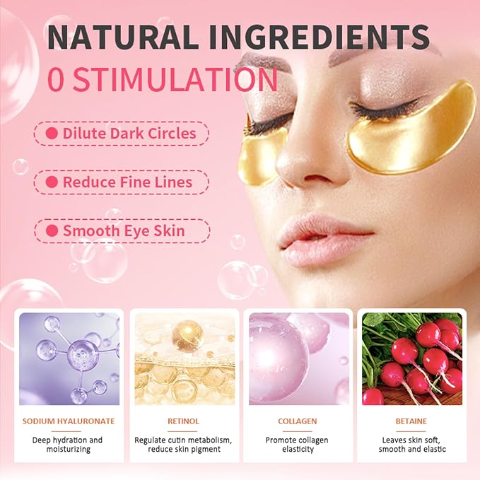 30 Pairs 24K Gold Eye Masks & Lip Masks, Under Eye Patches - Image 8