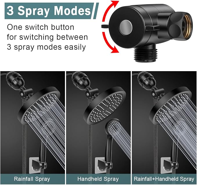 Taiker Filtered Shower Head, High Pressure Rainfall Shower Head/Handheld Shower - Image 2