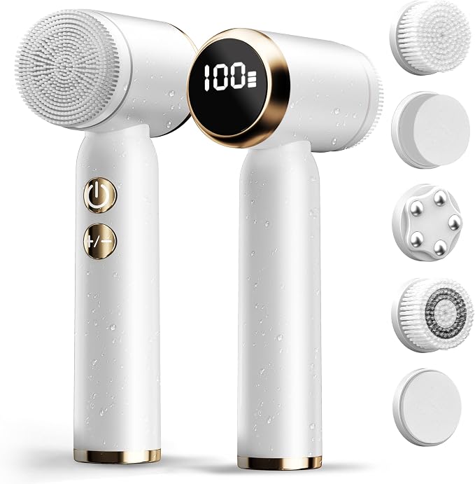 Electric Face Scrubber with Led Display & Facial Cleansing Brush by Unknown