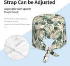 Scrub Cap for Women and Men Boho Black Leaf Pattern Adjustable Breathable - Image 4
