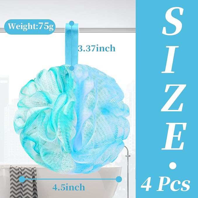 BCKENEY Bath Loofah Shower Sponge Body Back Scrubber Soft Mesh Shower Puffs - Image 2