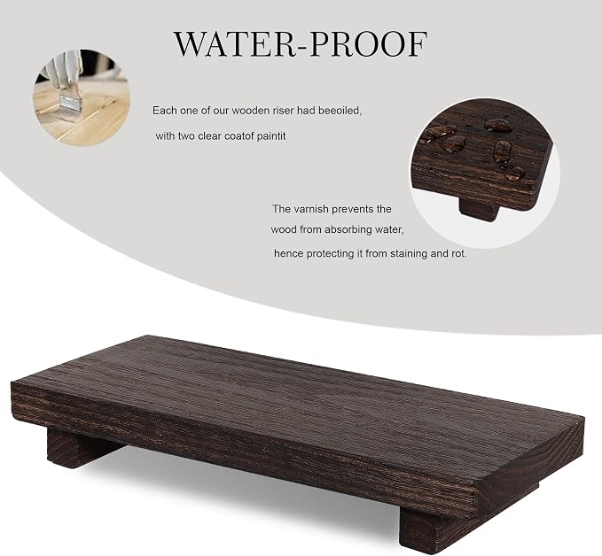 zoocatia Small Wood Tray Pedestal Stand Farmhouse Bathroom Decor Decorative - Image 2