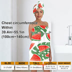 Watermelon Leaf Print Bath Wrap and Hair Drying Towel Set - Image 3