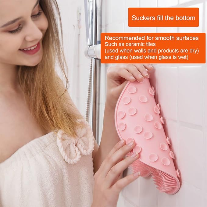 2 Pack Shower Back & Foot Scrubber, Wall Mounted Back Scrubber Silicone Bath - Image 4