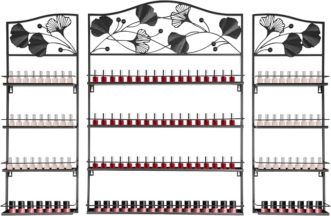 4 Tier Wall-Mounted Nail Polish Storage Racks 3PCS Metal Nail Polish Organizer by Unknown