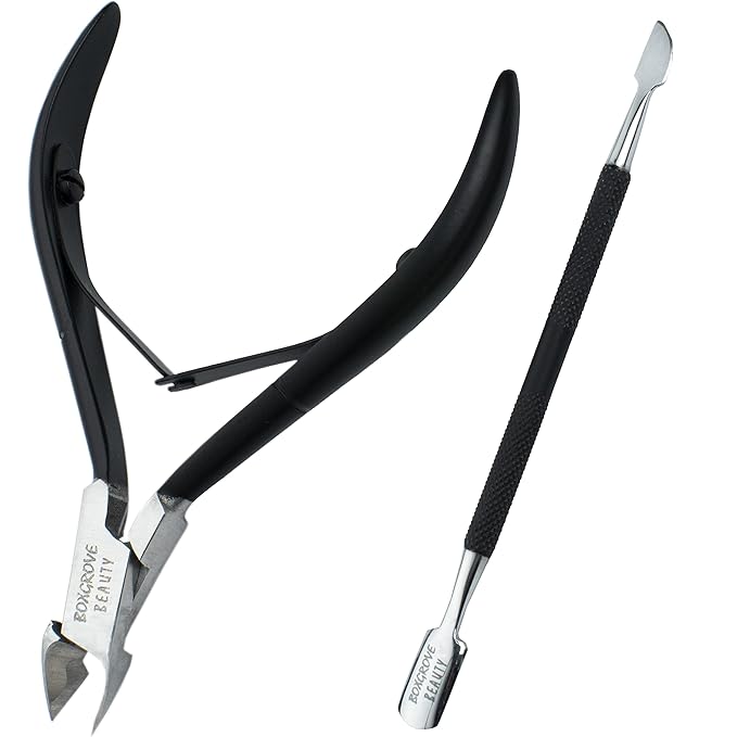 Professional Cuticle Cutter & Pusher Trimmer Manicure Tools by BOXGROVEBEAUTY