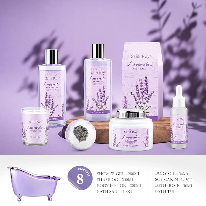 Mothers Day Gifts for Women, Lavender Bath and Body Gift Basket, Spa Kit for - Image 2