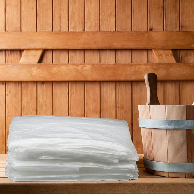 Teling 150 Pcs 60 Pcs Disposable Sauna Blanket Liners, 47x83 Inch Plastic Sheets - Image 6