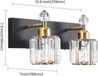 PRESDE 2-Crystal Bathroom Vanity Light Modern Black and Gold Bathroom Lights - Image 5