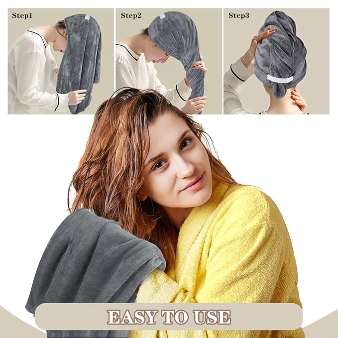 SUNLAND Microfiber Hair Towels Anti Frizz Hair Drying Towel Super Absorbent - Image 3