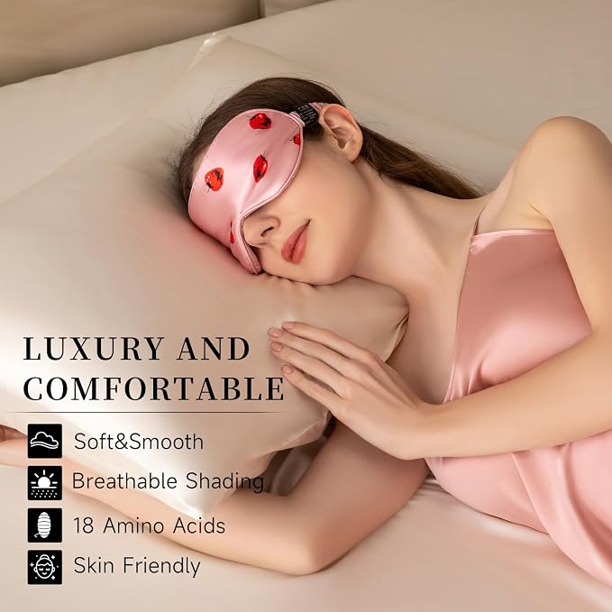 THXSILK Sleep Mask 100% 19 Momme Pure Mulberry Silk Super Smooth Cooling - Image 4