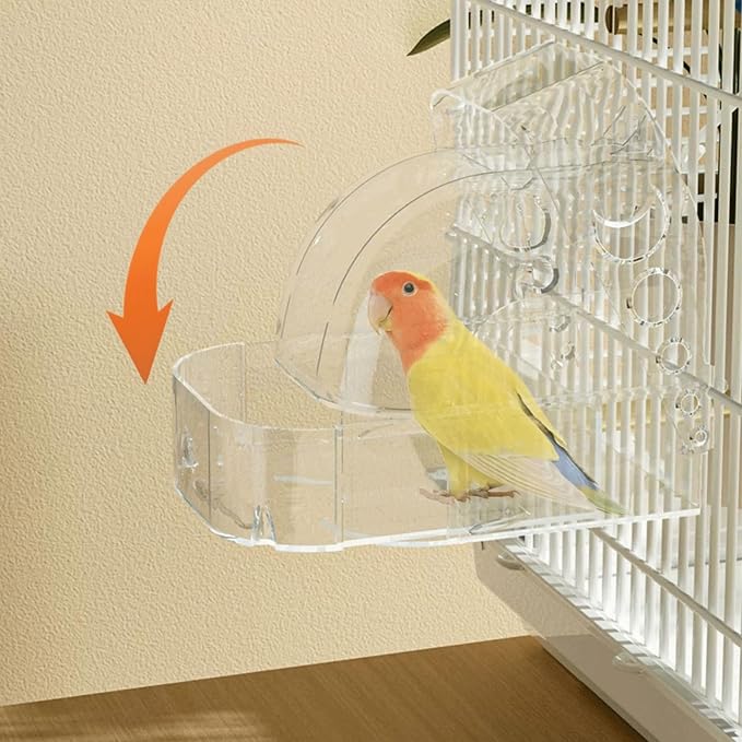 Bird Bath for Cage with Pull-Out Drawer, No-Mess Enclosed Tub for Budgie by Unknown