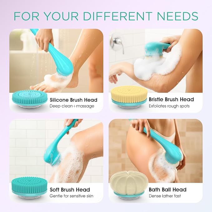 VOYOR Electric Body Brush Back Scrubber Silicone Body Scrubber Two-Way Rotating - Image 5
