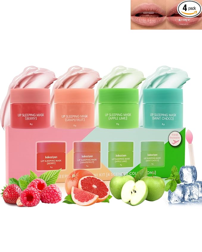 Lip Sleeping Mask Set-4 Pcs Moisturize & Nourish Lip Balm, Repair by LYSdefeu