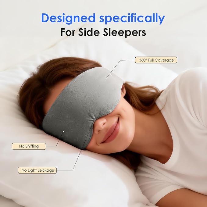 Weighted Eye Mask for Sleeping, Soft Minky Sleep Mask for Side Sleeper - Image 4