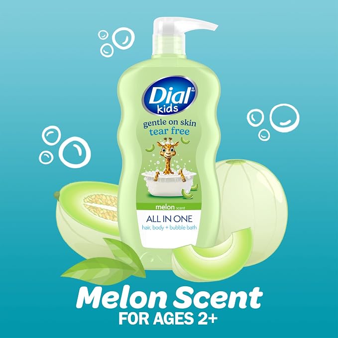Dial Kids All-in-1 Body Wash + Hair + Bubble Bath, Melon Scent, 24 Fl Oz - Image 3