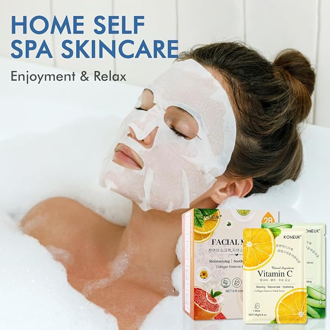 KONEUK 28 Pack Sheet Face Masks Skincare, Hydrating Face Masks Suitable - Image 7