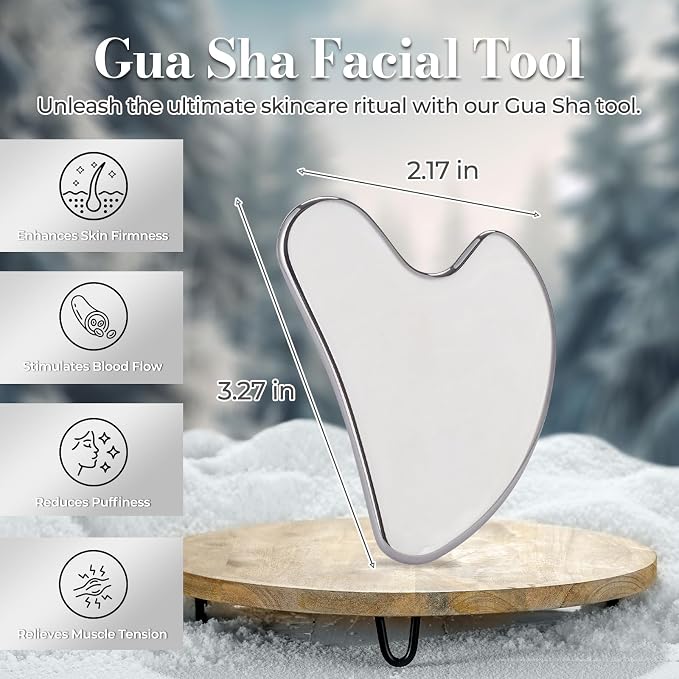 Stainless Steel Gua Sha Facial Tools | Premium Face & Body Massage Scraper - Image 2