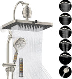 Hibbent 5-spray Dual Filtered Rainfall Shower Head Combo, High Pressure 13'' by Hibbent