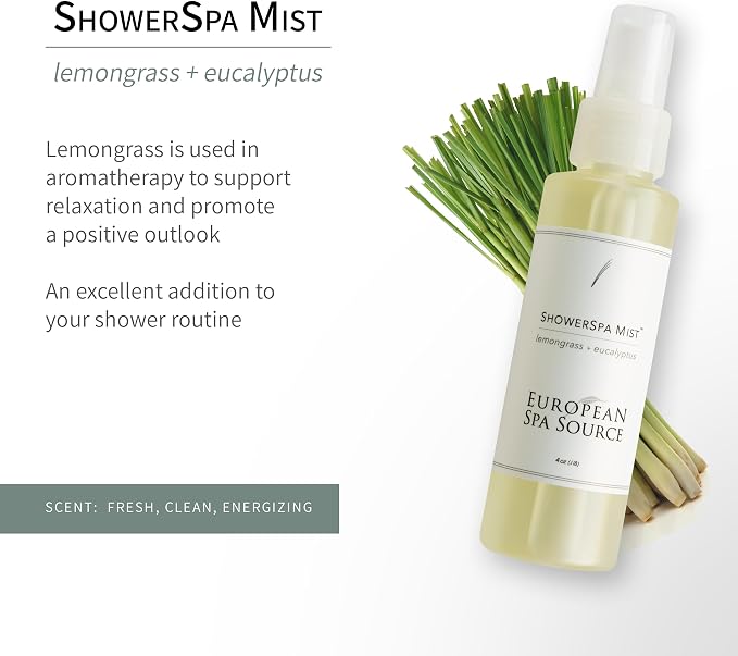 European Spa Source Energizing Lemongrass + Eucalyptus ShowerSpa Mist Spray - Image 2
