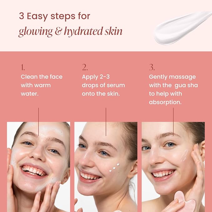 PLANTIFIQUE Massage Set: Rose Quartz Gua Sha & Vitamin C Face Serum Korean - Image 5