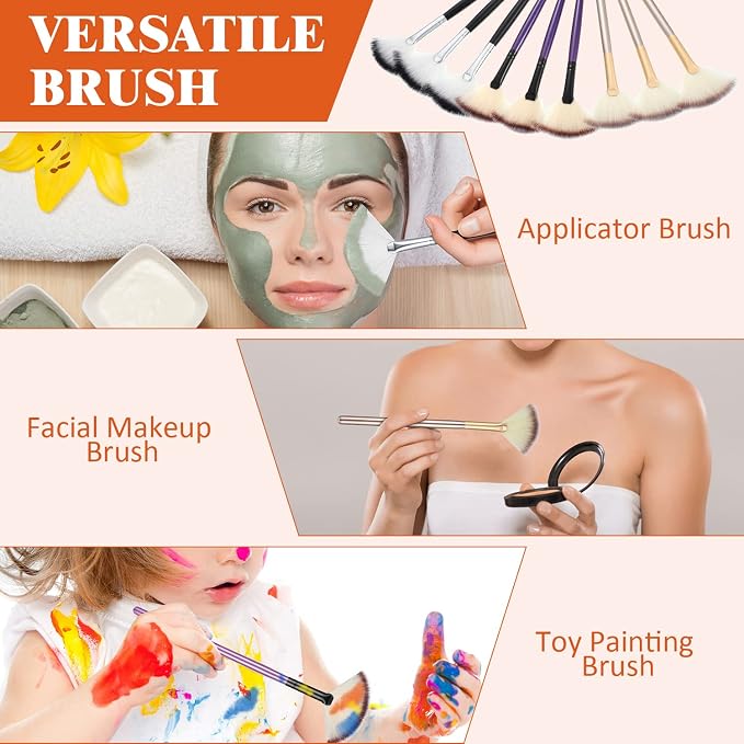 9 Pieces Facial Fan Mask Brushes, Soft Facial Applicator Brushes Tools - Image 6