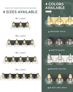 Bathroom Light Fixtures, 6-Light Black and Gold Bathroom Vanity Light, 38 Inch - Image 6