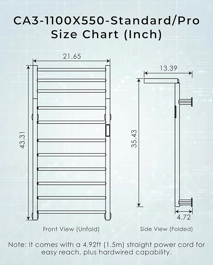 Foldable Heated Towel Rack, Dual-Zone Electric Towel Warmer Rack - Image 7