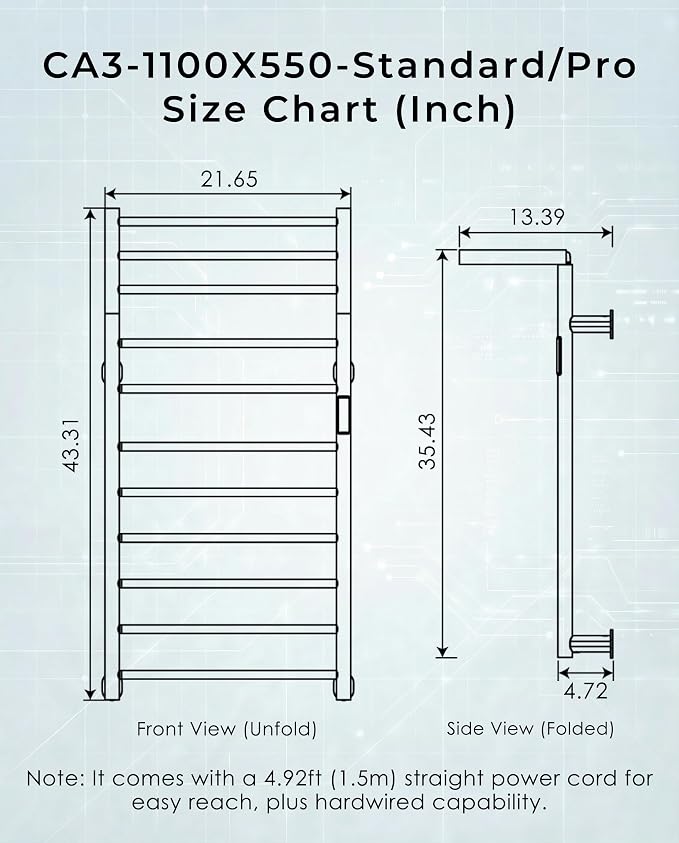 Foldable Heated Towel Rack, Dual-Zone Electric Towel Warmer Rack - Image 7