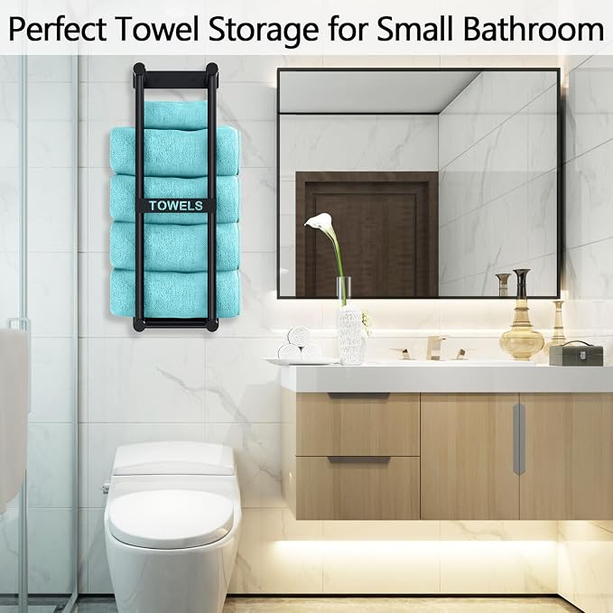 STWWO Towel Racks for Bathroom Wall Mounted, 22inch Wall Towel Rack for Rolled - Image 5