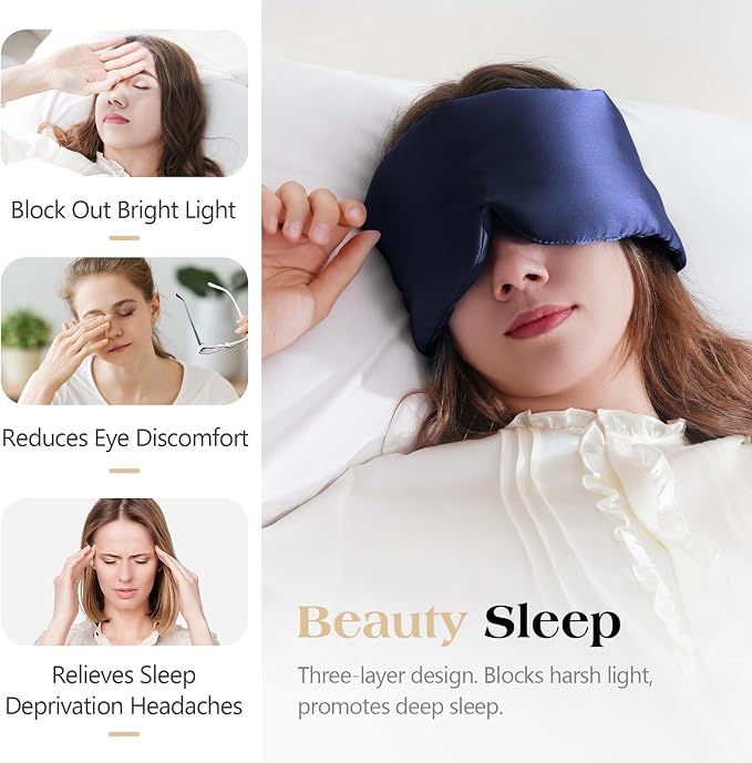 100% Natural Mulberry Silk Sleep Mask, Comfortable Soft - Image 4