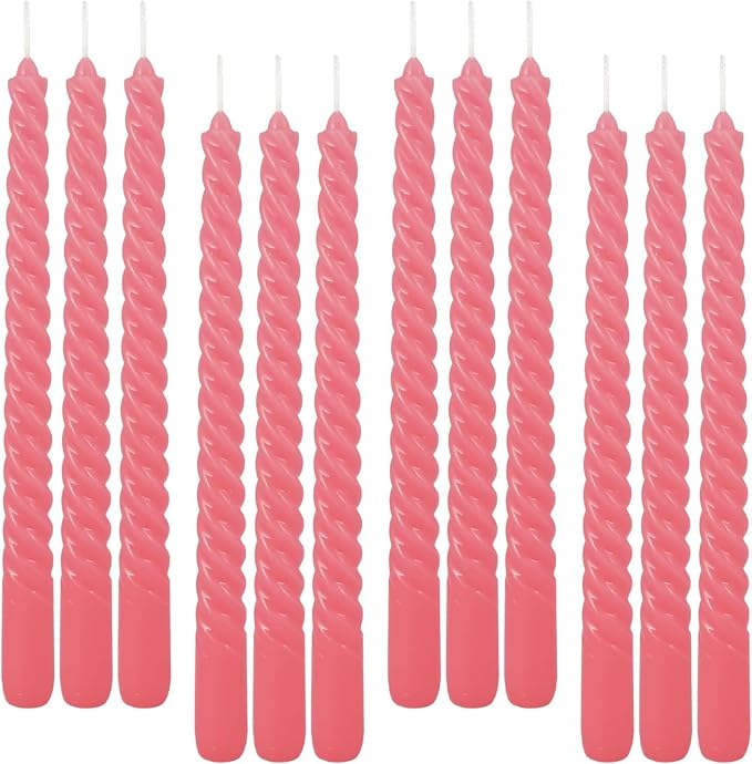 WPONSZU 10 Inch Pink Spiral Taper Candle Set of 12 Pack Unscented Dripless - Image 8