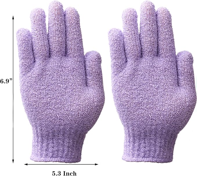 IBLUE Shower Gloves, Double Sided Exfoliating Bath Body Scrub Gloves - Image 2