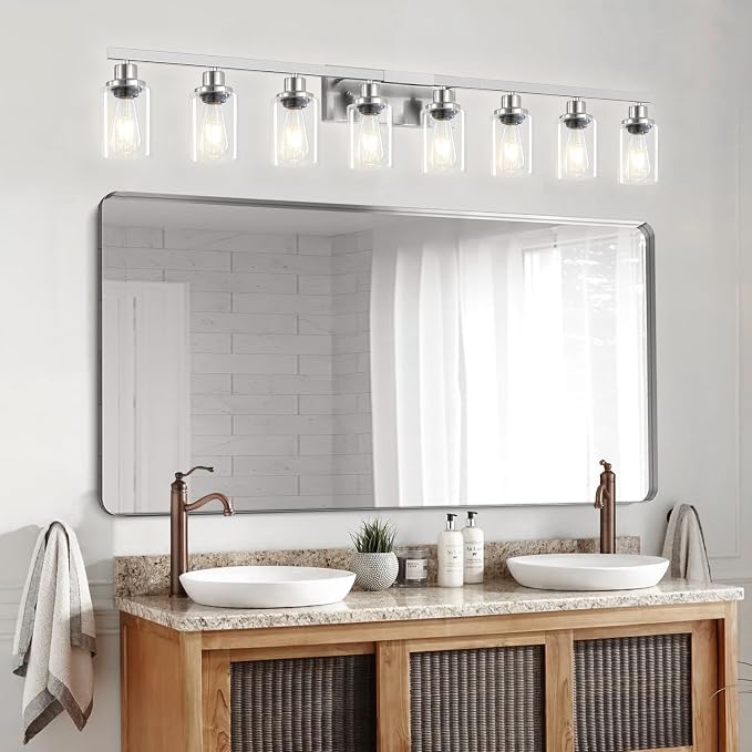 52inch Brushed Nickel Vanity Light Fixtures, 8 Light Brushed Nickel Bathroom - Image 7