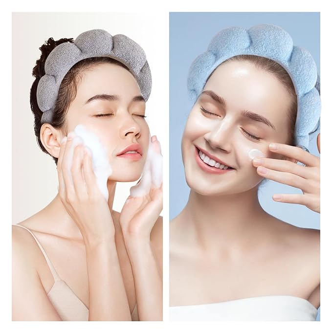 Beleki Spa Headband for Washing Face, Sponge Makeup Headband and Wristband Set - Image 5