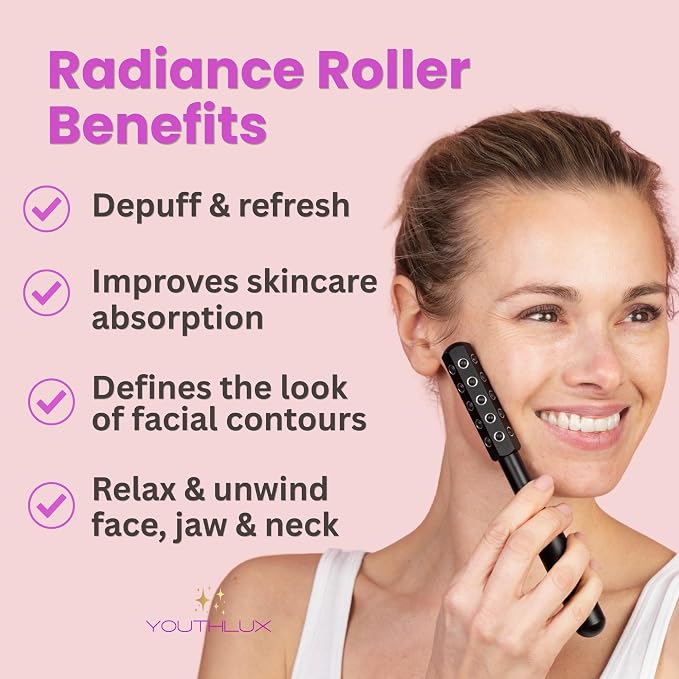 Radiance Roller – Germanium Stone Facial Massage Tool/Wand Face Roller - Image 4