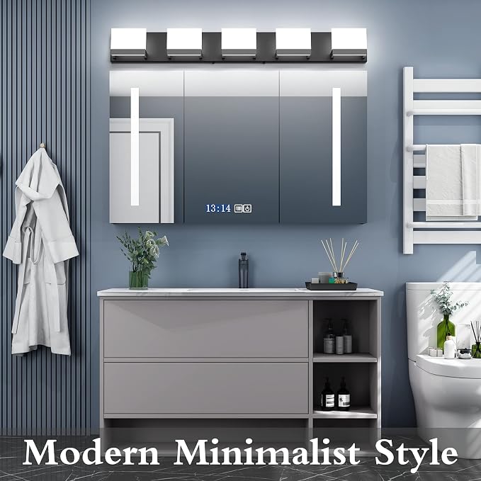 Tipace 5 Lights Modern Black Vanity Light Up and Down Black LED Vanity Light - Image 3