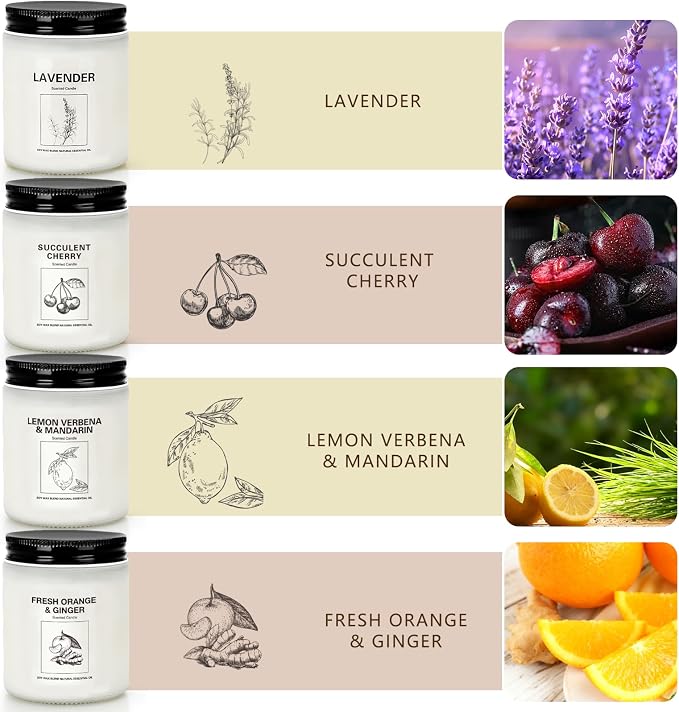Soy Wax Scented Candle Gift Set, 4 Pack Lavender, Long Lasting Aromatherapy - Image 2