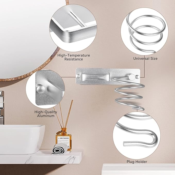 YUET Hair Dryer Holder Hairdryer Station Wall Mounted Shelf Bracket - Image 4