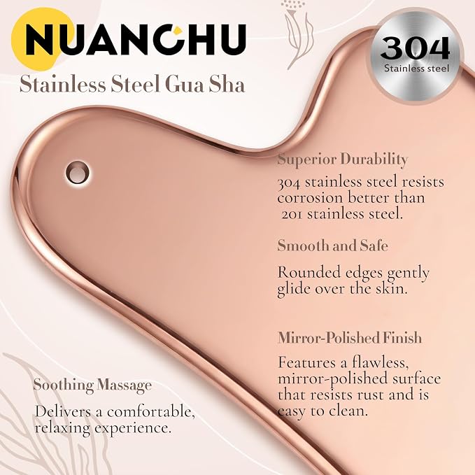 Nuanchu Stainless Steel Gua Sha Facial Tool, Metal Gua Sha - Image 6