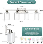 Ascher Bathroom Light Fixtures, 4-Light Vanity Light Over Mirror, Brushed - Image 2
