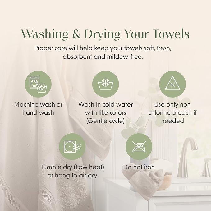Springtree Home Luxury Bamboo Rayon Bath Towel Set of 4 | 35% Bamboo Rayon - Image 8